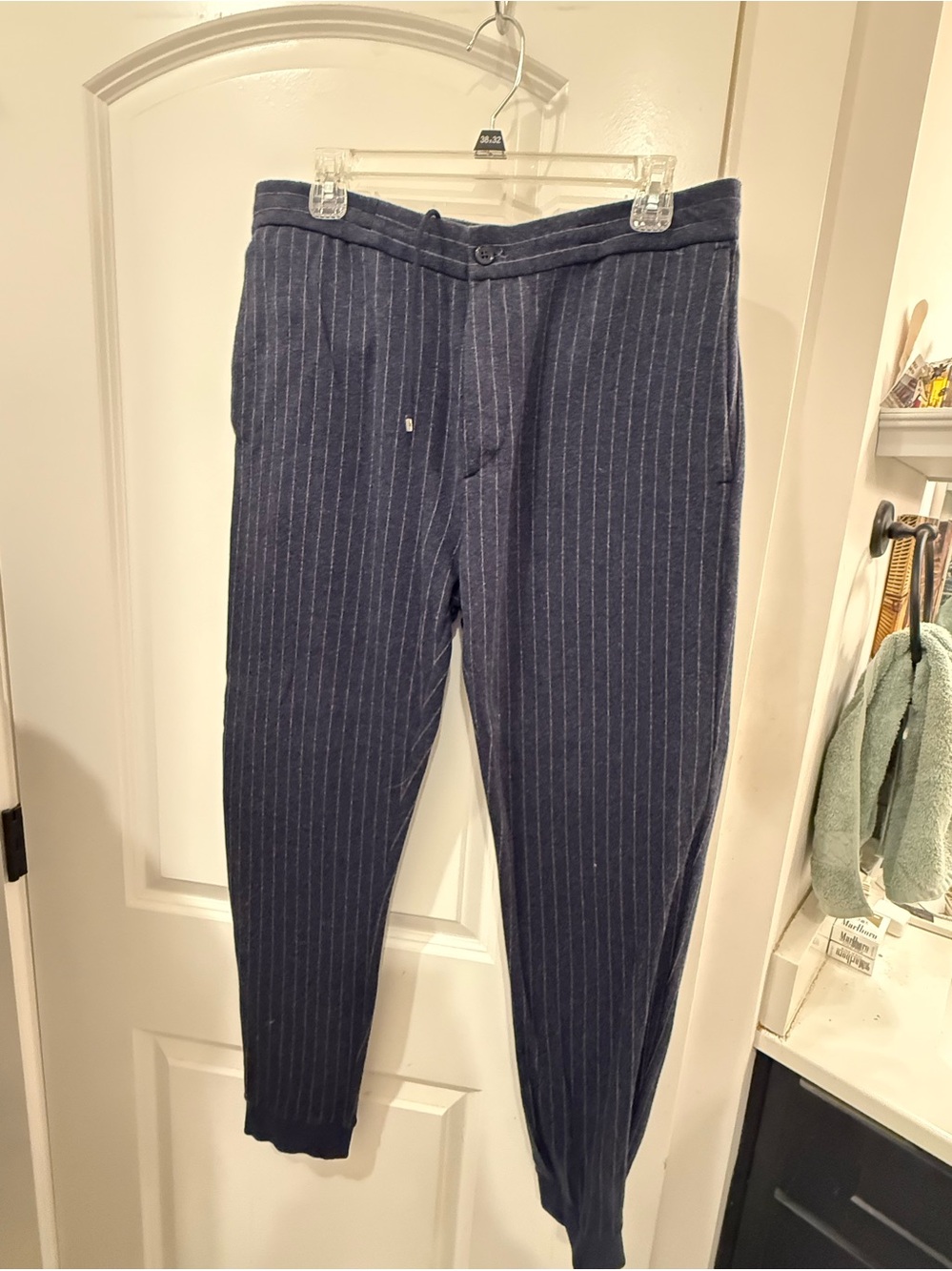 Men's Navy Pinstripe Jogger Pants